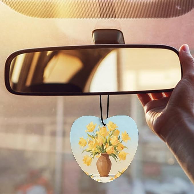 5PCS Car Air Freshener Hanging Personalized Double Sided Yellow Lily Car Fresheners Long Lasting New Cars Scents Cute Automotive Freshies for Closets Drawers (tea)