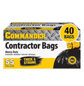 Commander 55 Gallon 3 MIL Heavy Duty Contractor Bags with Flap Ties - 36 x 52 - Pack of 40 - For Contractor Industrial &amp Outdoor