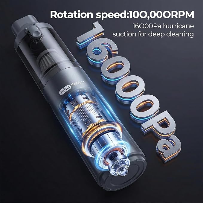 Apical Life Handheld Vacuum Cleaner EV1396 Cordless 100W 16000Pa Strong Suction with 14–24 Min Runtime Multi-Nozzle Design &amp Floor Brush for Home Cleaning Car Detailing &amp Tight Spaces