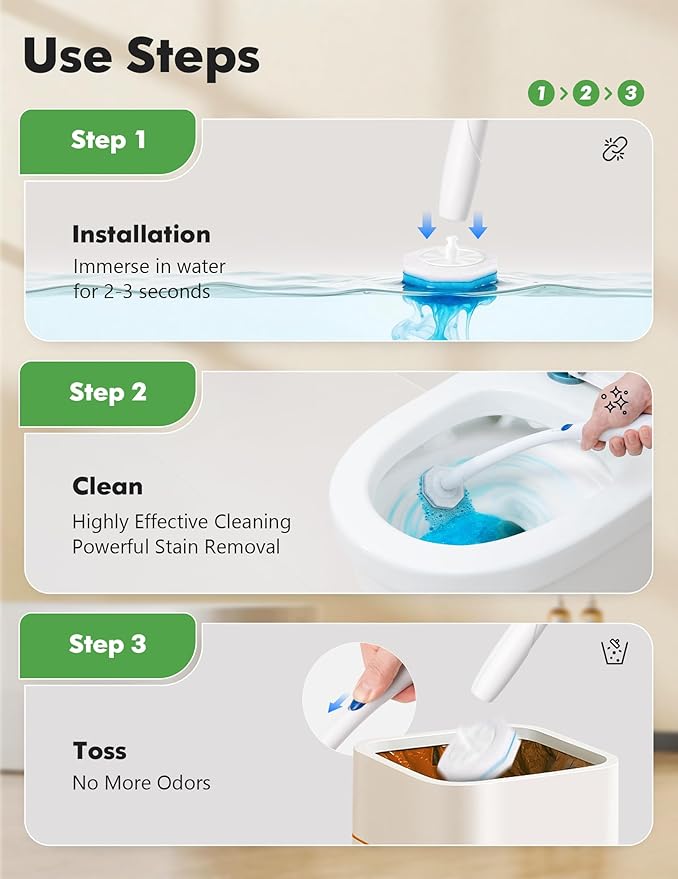 100 Count Toilet Wand Refills for Clorox Compatible with Most Disposable Toilet Brush for Bathroom Cleaning