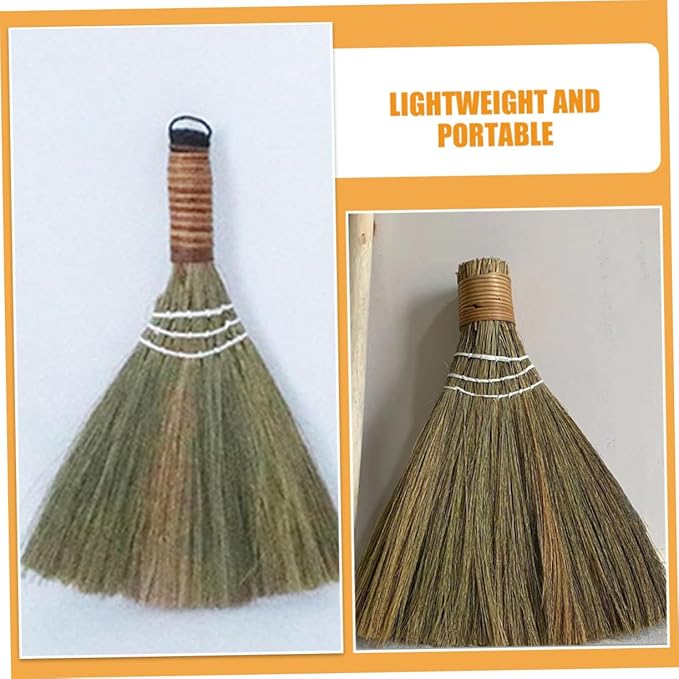 2pcs Manual Hand Woven Broom Compact Cleaning Broom for Home Office and Outdoor Use Includes and for and Sweeping