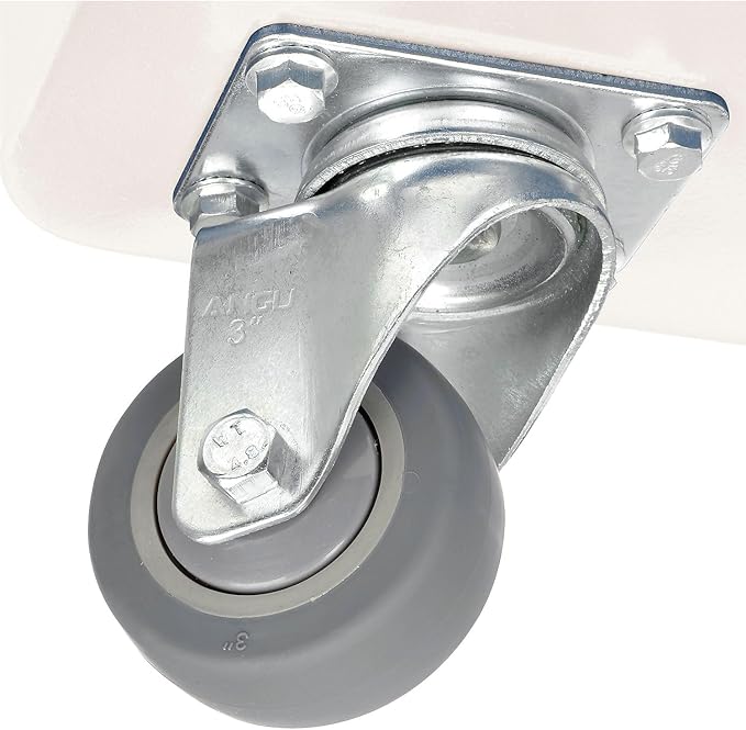 Global Industrial 6 Bushel Plastic Bulk Box Truck Direct Mount Base 500 lbs. Capacity 3 Non-Maring Rubber Casters White 33-2/5L x 23 W x 24-1/2H