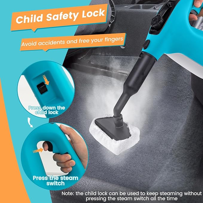 Goplus Handheld Steam Cleaner 1400W Pressurized Steam Cleaner w/Continuous Steam w/Unlimited Use Time 13.5 OZ Water Tank Child Lock &amp 14-Piece Accessory Kit Portable Chemical-Free Steamer Mop