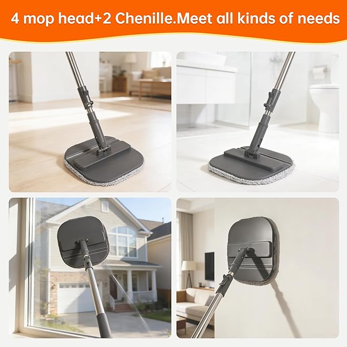 Collapsible Mop and Bucket Set Spin Mop with Separate Dirty and Clean Water 6 Replaceable Mopping Pads with Foldable Handle Deep Cleaning Mops and Buckets for Household Use Floor Cleaning