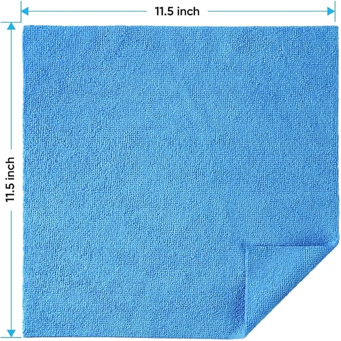HOMEXCEL Blue Microfiber Cleaning Cloths 100 Pack Reusable Cleaning Rags Shop Towels - Bulk Multipurpose Microfiber Towels Lint Free Cleaning Towels for Car House &amp Kitchen 11.5 x 11.5 inch