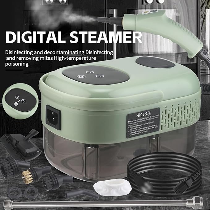Handheld Steam Cleaner with Smart Touch Screen Portable High Pressure Steamer 6-Gears Adjustable Powerful Steame Cleaning Machine with 3 Brushes