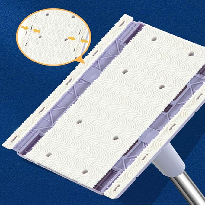 Lazy Mop Wet and Dry Clip No Wash Disposable Dust Push Pull Mini Mop Zero Touch Clever Automatic Cloth Changing Mops with 4 Reusable Cloths for Home (Purple3)