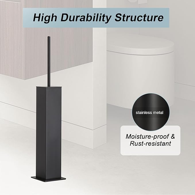 Black Toilet Brush and HolderToilet Bowl Brush with Extra Long Handle