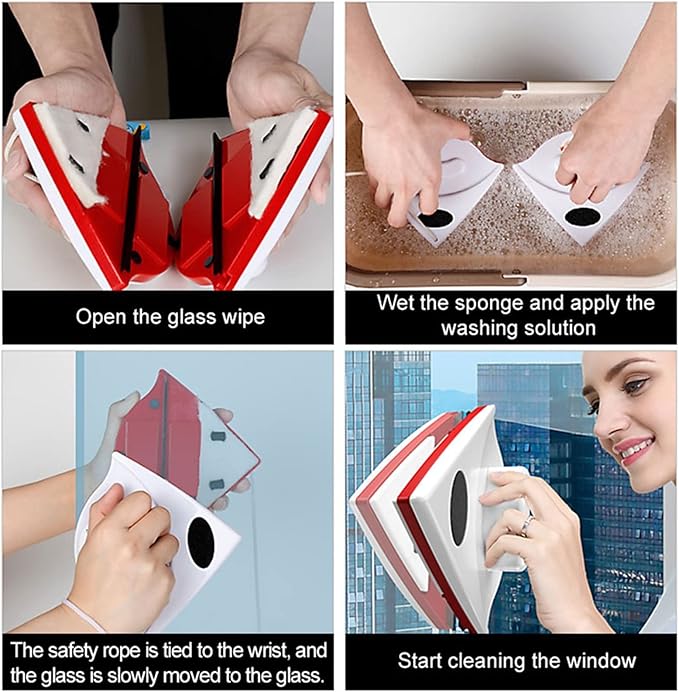 Window Cleaner Magnetic Magnetic Window Cleaner Glass Double Side Magnetic Brush Window Glass Brush for Washing Household High-Rise Cleaning Tool