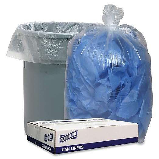 Genuine Joe Clear Low Density 1.1mil Liners 60 Gal (Pack of 100)