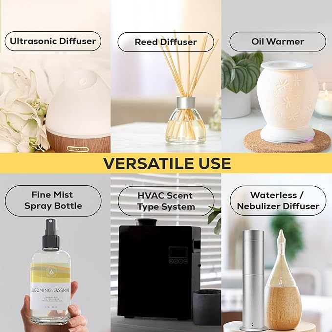 Aroma Country Blooming Jasmine Diffuser Oil - Luxury Essential Oils for Diffuser Refill &amp Air Freshener Room Spray - Long-Lasting &amp Natural Home Fragrance Scented Oil (8.5 Fl. oz)