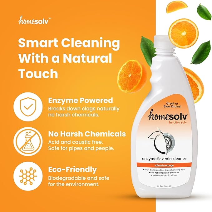 Enzyme Drain Cleaner and Deodorizer - Breaks Down Grease Build Up Eliminating Odors and Smells Septic Safe Non-Caustic Sink Drain and Garbage Disposal Cleaner (22 Fl Oz 6 Pack)