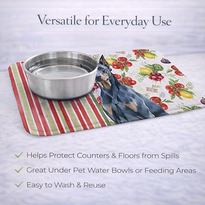 Caroline's Treasures Blue Doberman Pinscher Vegetables Dish Drying Mat Absorbent Dish Drying Mat Pad for Kitchen Counter Dish Drainer Mat for Countertop 14 x 21 Multicolor