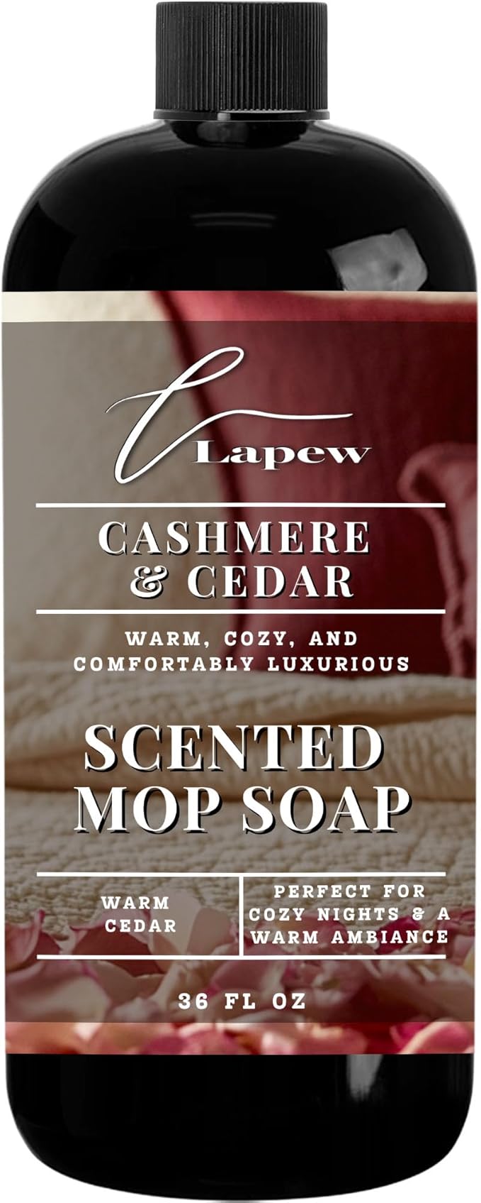 Lapew Cashmere Cedar Scented Mop Soap - Luxury Floor Cleaner Concentrate for Mopping Tile Laminate Vinyl &amp Hardwood | Streak-Free Low-Foam | 36 oz