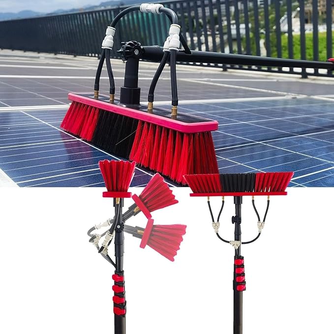 Telescopic Window Cleaner Window Cleaning Poles Water Fed Pole Kit Outdoor Window/Solar Panel Cleaner Water Fed Brush Extendable Solar Panel Washing(18FT/5.4M)