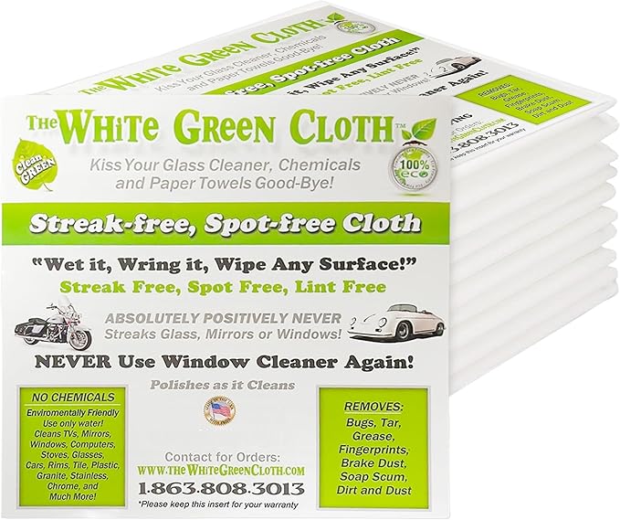 10-Pack Reusable Cleaning Cloths for Streak-Free Windows Mirrors &amp All-Purpose Cleaning – Chemical-Free Absorbent Non-Abrasive 16 x 16 White Cleaning Rags Made in The USA