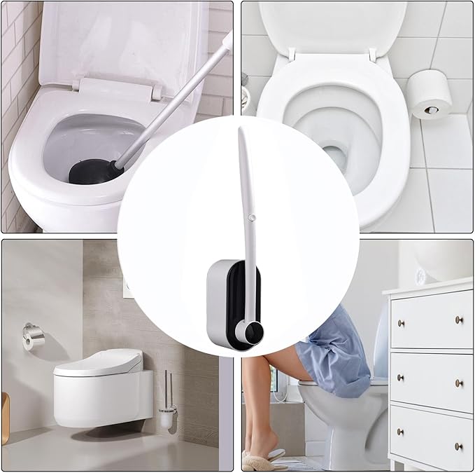 Toilet Bowl Cleaner Brush - Refillable Sponge Toilet Scrubber Replacement Head Kit | Anti Rust Stain Removal Wall Mount Product for Bathroom Home Toilets Cleaning 16 Refill Pads for Long Lasting