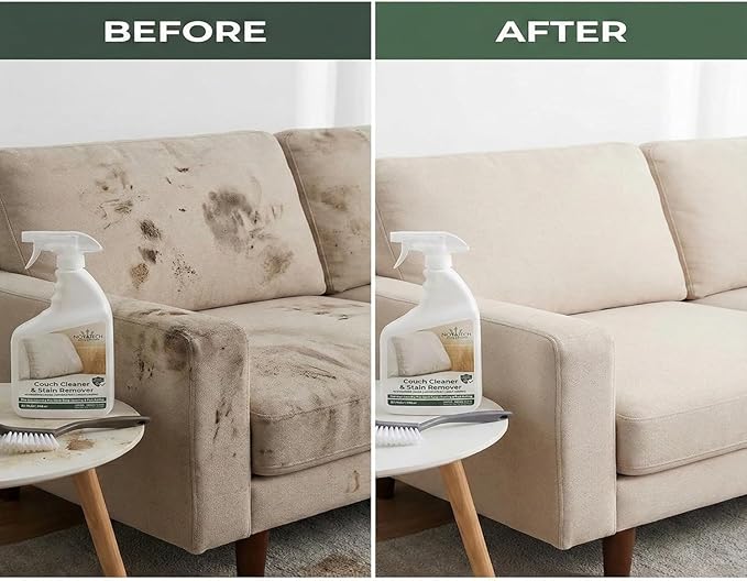 Couch Cleaner and Stain Remover Spray – Professional Strength Multi-Surface Fabric and Upholstery Cleaner – Pet-Safe Non-Toxic Quick-Drying for Couches Sofas &amp Car Interiors (COMBO)