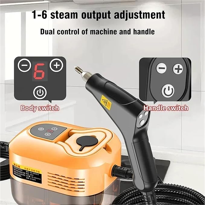 Portable Handheld Steam Cleaner 110V/220V Multifunctional High Temperature Steam Cleaning Compatible With Air Conditioner Kitchen Hood(Tank side panelsB110 V)