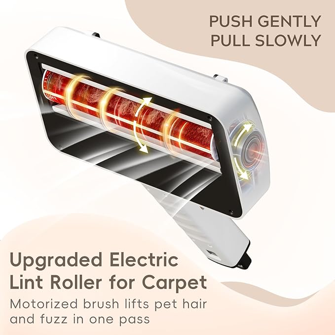Pet Hair Remover for Carpet Electric Lint Roller Adjustable Handle Reusable Carpet Rake Dog Cat Hair Removal Tool for Carpets Rugs Furniture