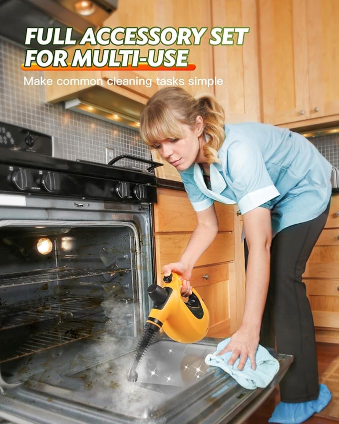Steam Cleaner Pressurized Multi-Purpose Handheld Steam Cleaner with 11pcs Accessories Natural Chemical-Free Cleaning Steam Cleaner for Home Use Furniture Upholstery Couch Tile Grout and Car