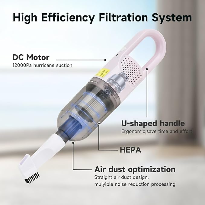 Handheld Vacuum CleanerUltra-Lightweight Mini Portable Vacuums for Home 6 in 1 Stick Vac Cleaners for CarPet HairCarpet（Green Corded