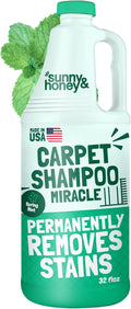 Sunny &amp Honey Heavy Duty Carpet Cleaner Solution for Machines - Powerful Stain and Surface Odor Eliminator For New and Deep-set Pet Messes - For Rugs Couches and Upholstery (32fl oz Spring Mint)