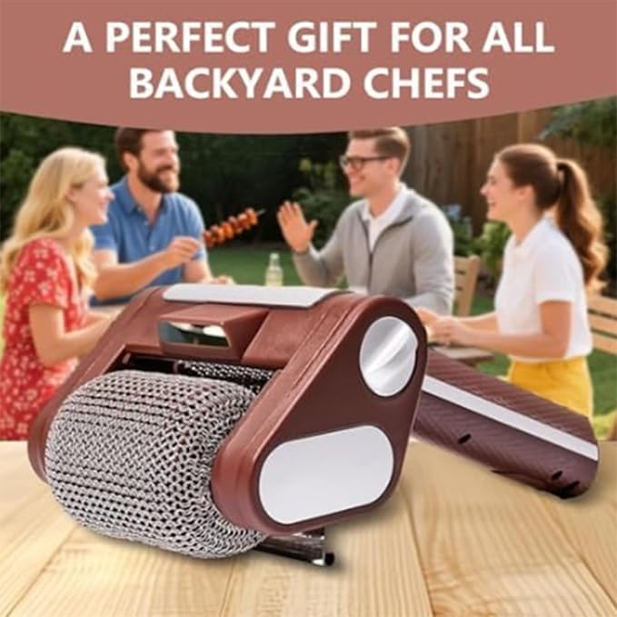 Cordless Electric BBQ Grill Cleaner with Its Rechargeable BBQ Brush and Stainless Steel Wheels is Ideal for Outdoor Cooking.