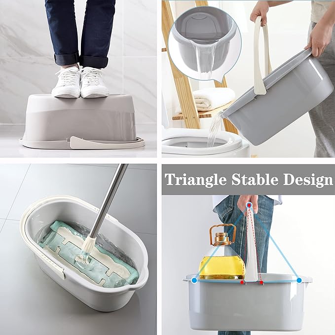 Haundry 4.5 Gallon Cleaning Bucket Good Grips Household Mop Bucket for Cleaning Supplies Cleaning Caddy Organizer Basket with Handle 17.1L White