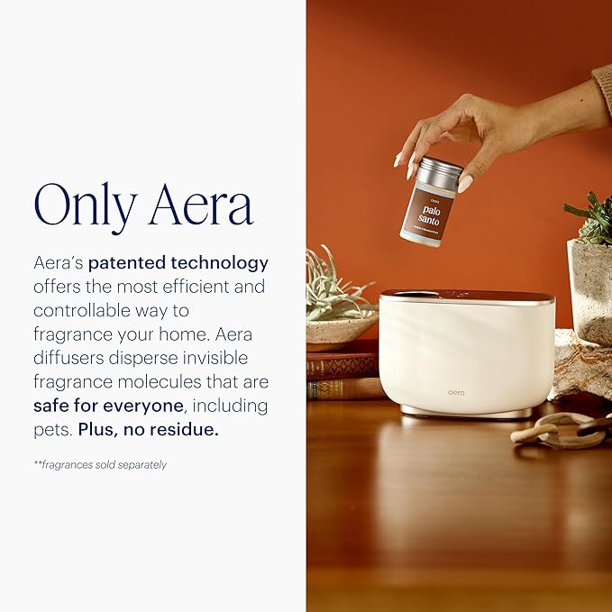 Aera Waterless Essential Oil Diffuser for Large Rooms (500–1000 Sq Ft) + Wi-Fi App &amp Alexa Control – Hypoallergenic Luxury Home Scent System (Fits 25mL Capsules –Sold Separately) – White