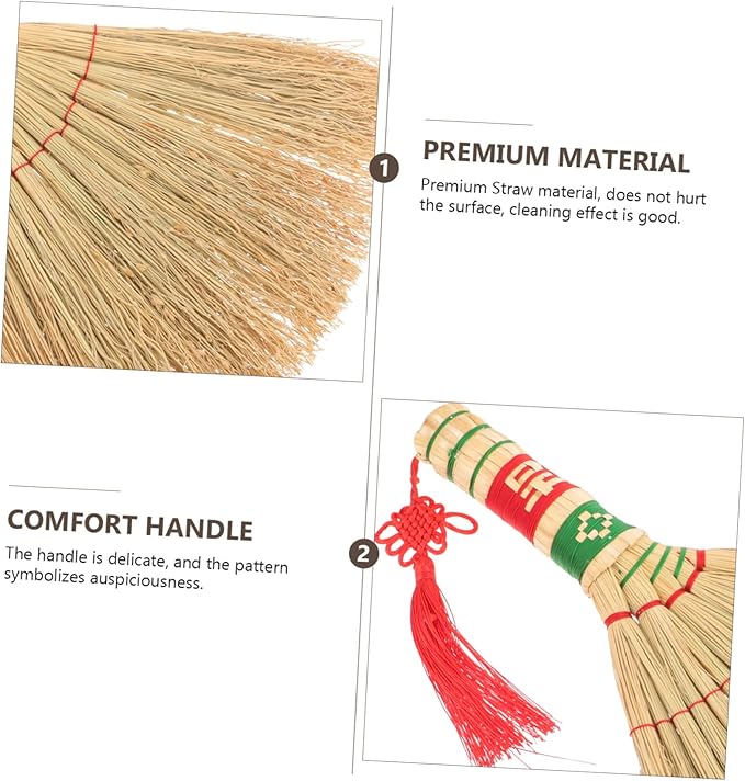 FRCOLOR Household Bed Broom Traditional Chinese Style Cleaning Brush for Sofa and Bed Portable Dust Sweeper for Home Kitchen and Office Use