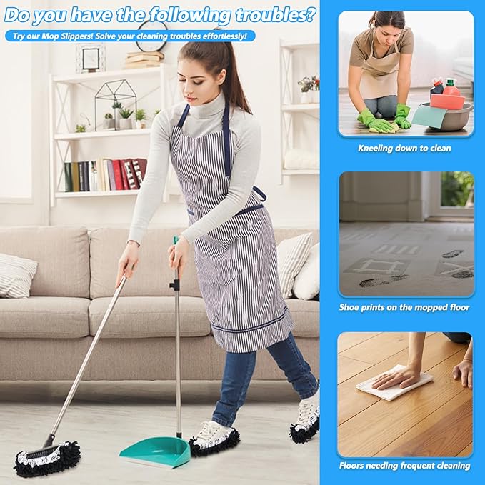 8 Pcs Mop Slippers Shoes Cover Soft Washable Reusable Covers Microfiber Dust Mops Socks for Women Men Foot Hair Cleaners Sweeping Tool House Office Bathroom Kitchen Slipper Cover