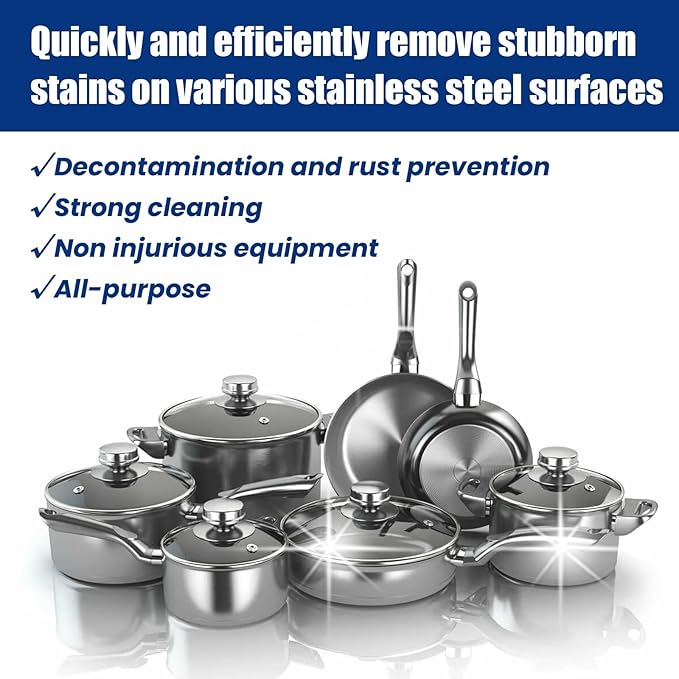 Stainless Steel Cleaning Paste Heavy-Duty Degreaser &amp Rust Remover For Kitchen Oven Cookware And More(3PCS)