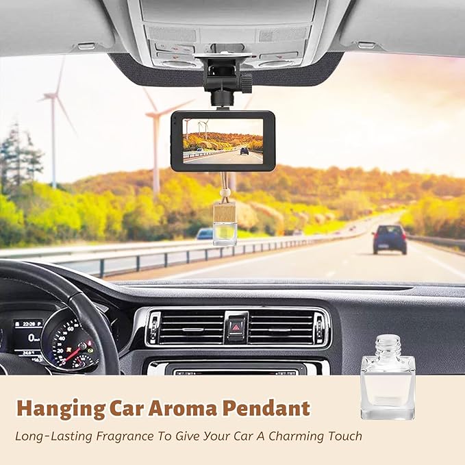 50 Pcs 8ml Hanging Car Air Freshener Diffuser BottlesEmpty Glass Perfume Ornament Bottle Essential Oil Freshener Diffuser Fragrance Pendant Glass Vials with Wooden Caps &amp Hanging String (Square)