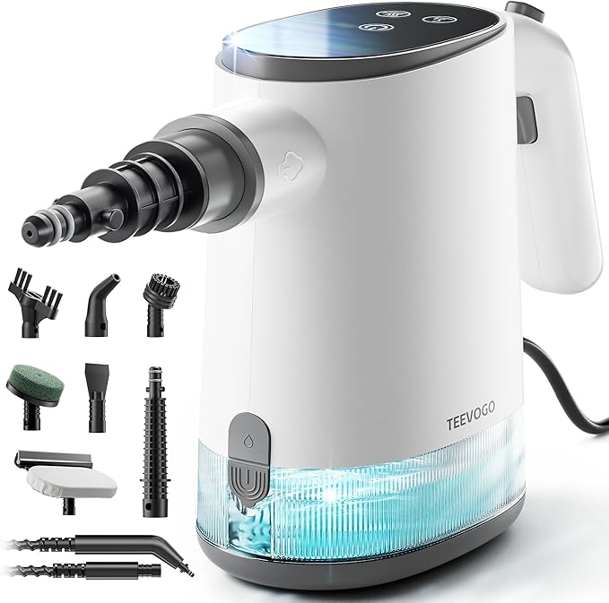 Handheld Steam Cleaner 15s Fast Heating Adjustable Steam 650mL Large Water Tank Pressurized Portable Steamer for Cleaning Home Kitchen Car Bathroom Tile Furniture Multi-Surface