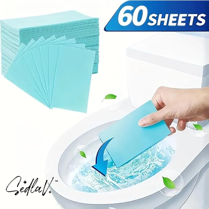 SEDLAV Toilet Bowl Cleaners 60 Sheets Toilet Bowl Cleaner Strips Plastic-Free Toilet Cleaning Strips Pre-Measured Cleaning Stips Efficiently Remove Stains &amp Odors