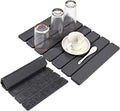 Sawysine 2 Pcs Stone Dish Drying Mats for Kitchen Counter 16x12 Collapsible Diatomaceous Earth Mats Absorbent Quick Drying Bath Kitchen Pad for Dishes Cups Bottles Fits Any Countertop(Dark Gray)