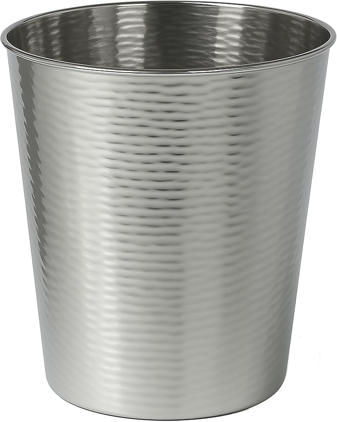 happimess HPM1112E Remi Modern Classic Textured Steel 2-Gallon Wastebasket for Home Bathroom Living Room Office Bedroom Kitchen Polished Steel