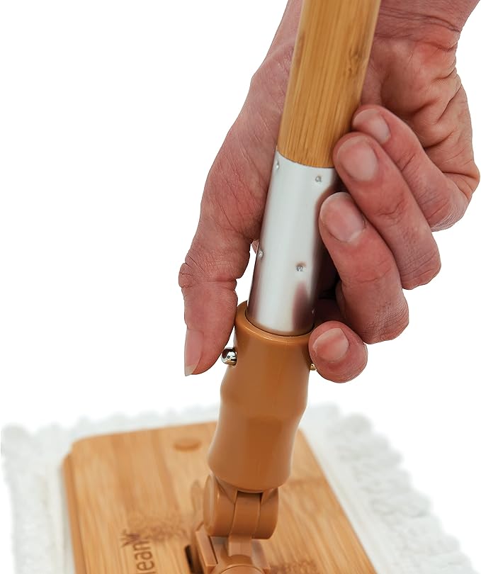 Harper Live.Love.Clean. Bamboo 2-in-1 Smooth Surface Wet/Dry Dust Mop with (2) Washable Pads for Cleaning Dust Pet Hair &amp Fine Dry Dirt