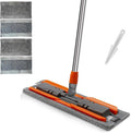 57-inch Microfiber Flat Mop with Stainless Steel Telescopic Handle and 4 Washable Mop Pads for Wet and Dry Cleaning of Hardwood Tile Laminate and Vinyl Floors Scratch-Resistant Professional Mops