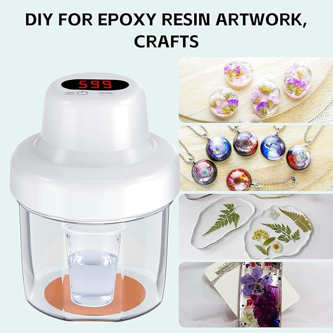 Resin Bubble Remover Quickly Remove 99% of the Air Bubble Within 6-10 Mins 98kPa Vacuum Degassing Chamber Large Capacity Epoxy Airless Machine for Epoxy Resin Artwork Crafts