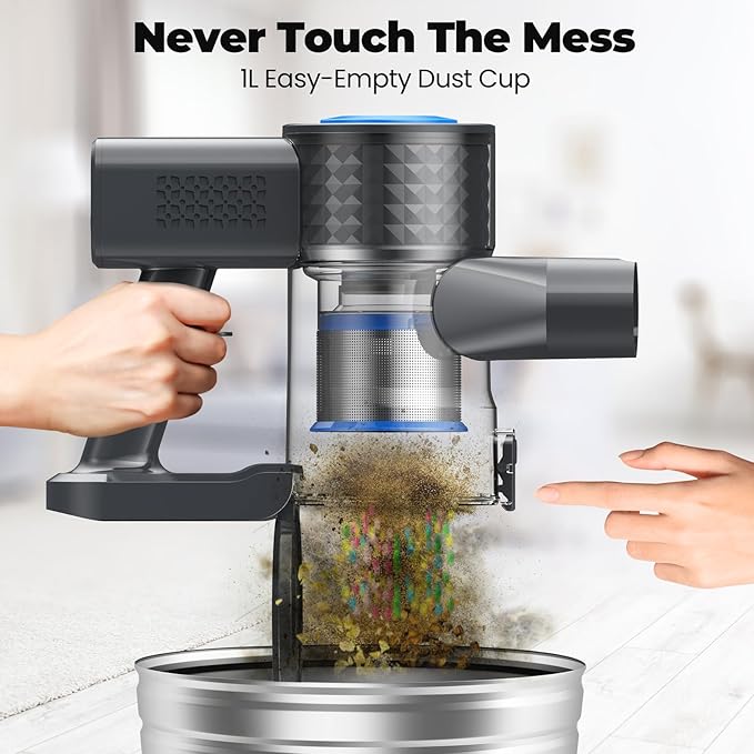 Cordless Vacuum Cleaner Powerful Lightweight Stick Vacuum with Self-Standing Anti-Tangle 8-in-1 Rechargeable Vacuum Cleaners for Home Hardwood Floors Carpet Pet Hair