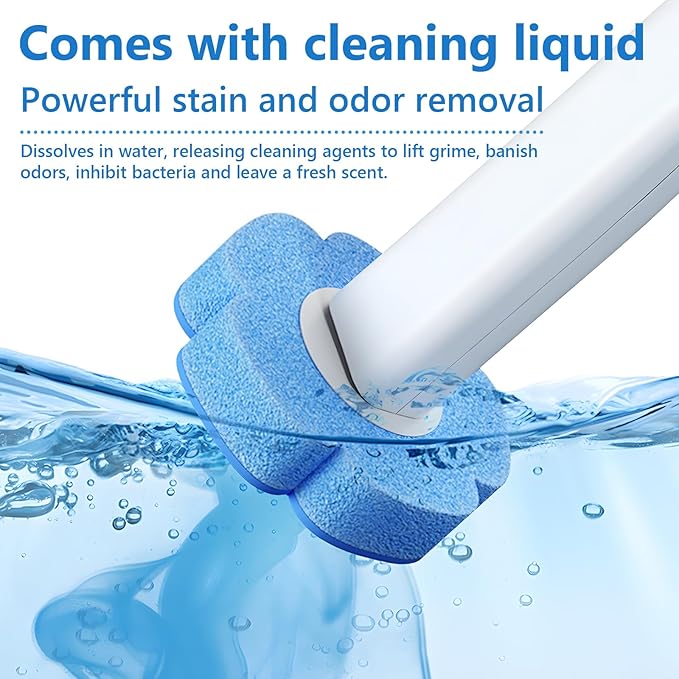 2 Pack Disposable Toilet Bowl Cleaner Wand and Holder Set Toilet Brush Disposable with 48 Cleaner Refills Extended Handle for Toilet Bowl Cleaners Disposable Bathroom Cleaning Bathtub