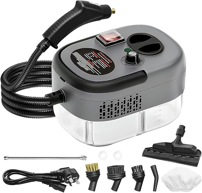 Handheld Steam Cleaner 2500W Pressurized Steam Cleaner with 3 Brush Heads Portable Steam Cleaner for Home Car Furniture Kitchen Bathroom and Wall White