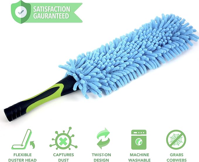 EVERSPROUT Duster 3-Pack | Hand-Packaged Cobweb Duster Microfiber Feather Duster Flexible Ceiling Fan Duster | Twists onto Standard 3/4 inch Threaded Poles (Pole Sold Separately)(Soft Bristles)