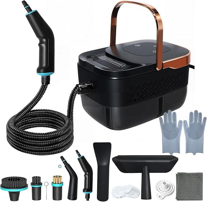 Handheld Steam Cleaner with 1.32 Quarts Tank &amp 15s fast Heat-Up 13 Attachments.Portable High Pressuer Hand Held Stemer for homeKitchen Bathroom Windows and Floors.Steamer for Cleaning
