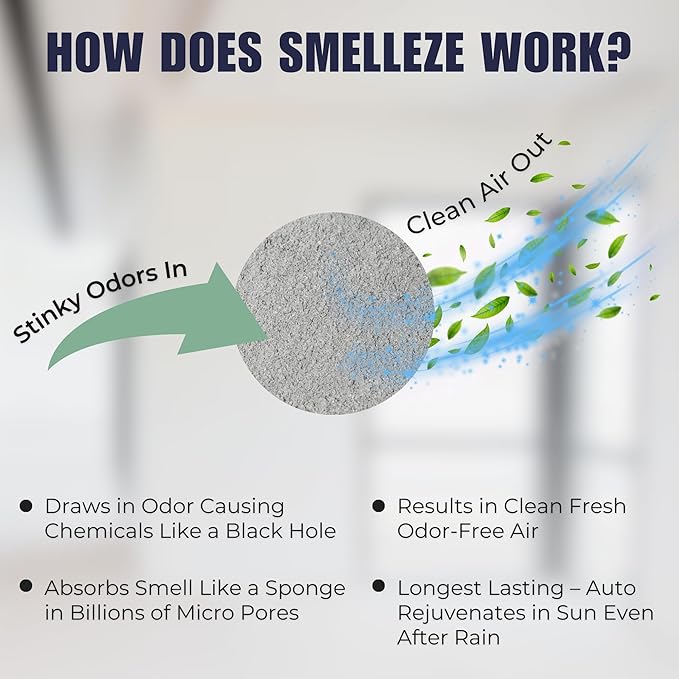 SMELLEZE Ultimate Odor Removal Bundle – 2 lb. Granules + 1 Reusable Pouch | Eliminates Tough Smells | Safe Natural &amp Long-Lasting Indoor &amp Outdoor Odor Control