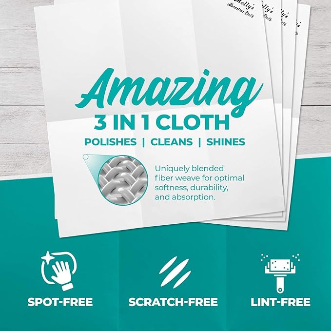 Molly's Marvelous Cloth Streak-Free Lint-Free Microfiber Cleaning Cloth Polishing Cloth for Glass Stainless Steel Use for Kitchen Bath Cars Detailing Reusable (8pk White)