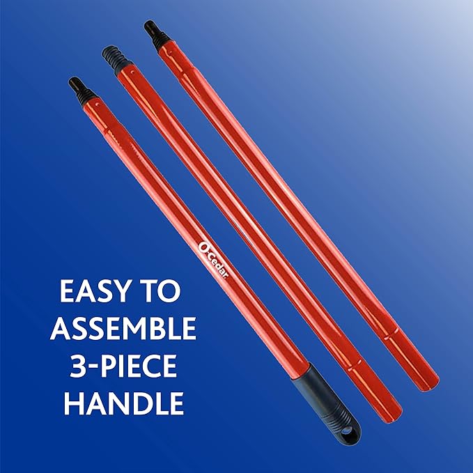 O-Cedar Hardwood Floor 'N More 3-Action Mop with 1 Extra Refill | Microfiber Mop with 3pc Handle | Use Wet or Dry Red