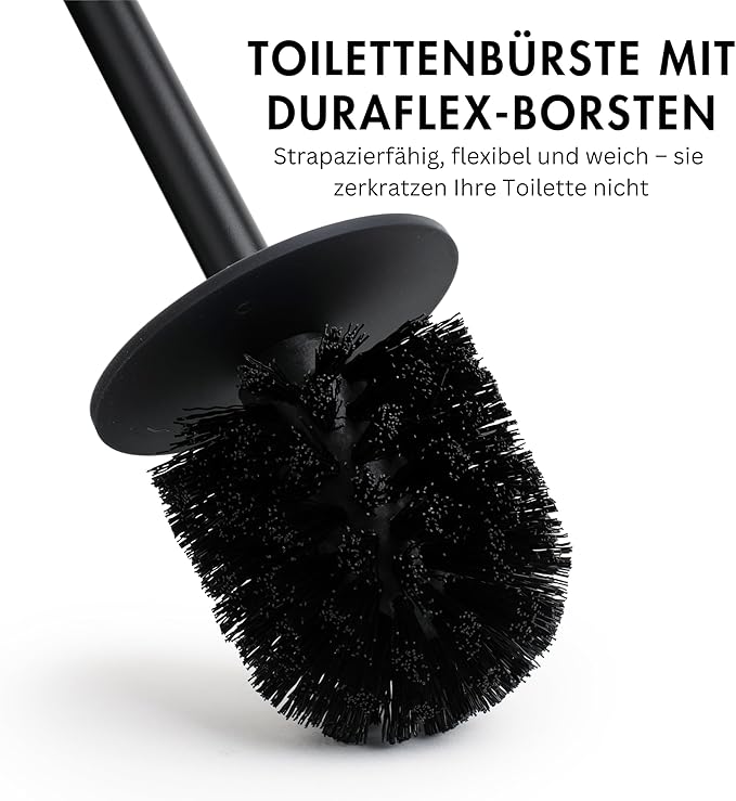 Matte Black Toilet Bowl Brush for Bathroom with Holder - Bathroom Cleaner Scrubber with Sleek Design Sturdy and Durable Bristles